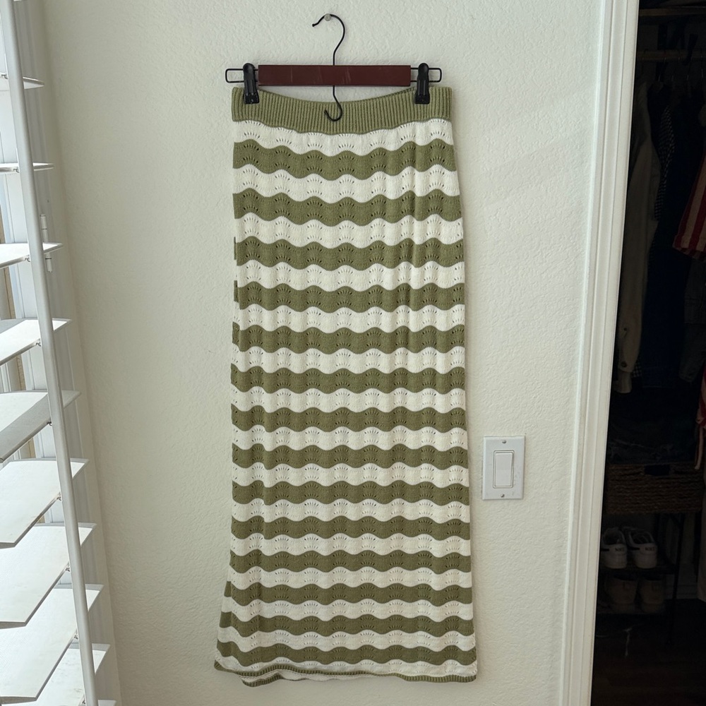 Rhythm Olive and Cream Maxi Skirt